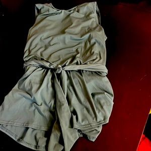 Balera grayish green dance romper with built in briefs, child medium